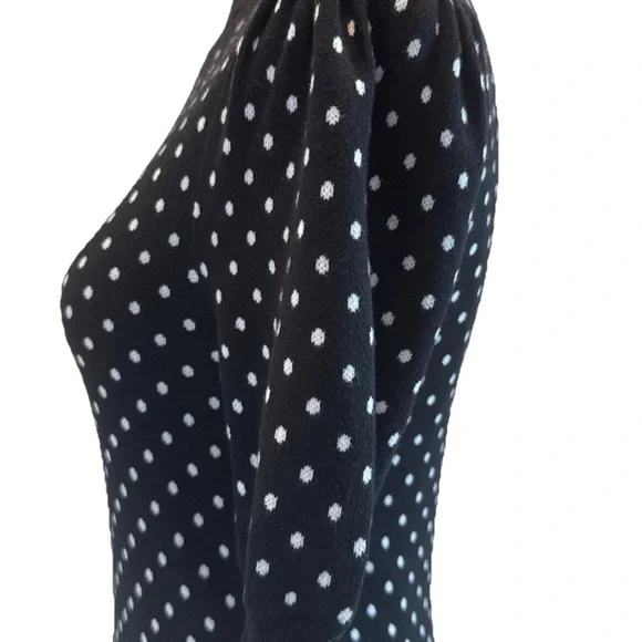 Loft Women's Short Sleeve Black & White Polka Dot 100% Cotton Top, Size XS - Picture 10 of 13